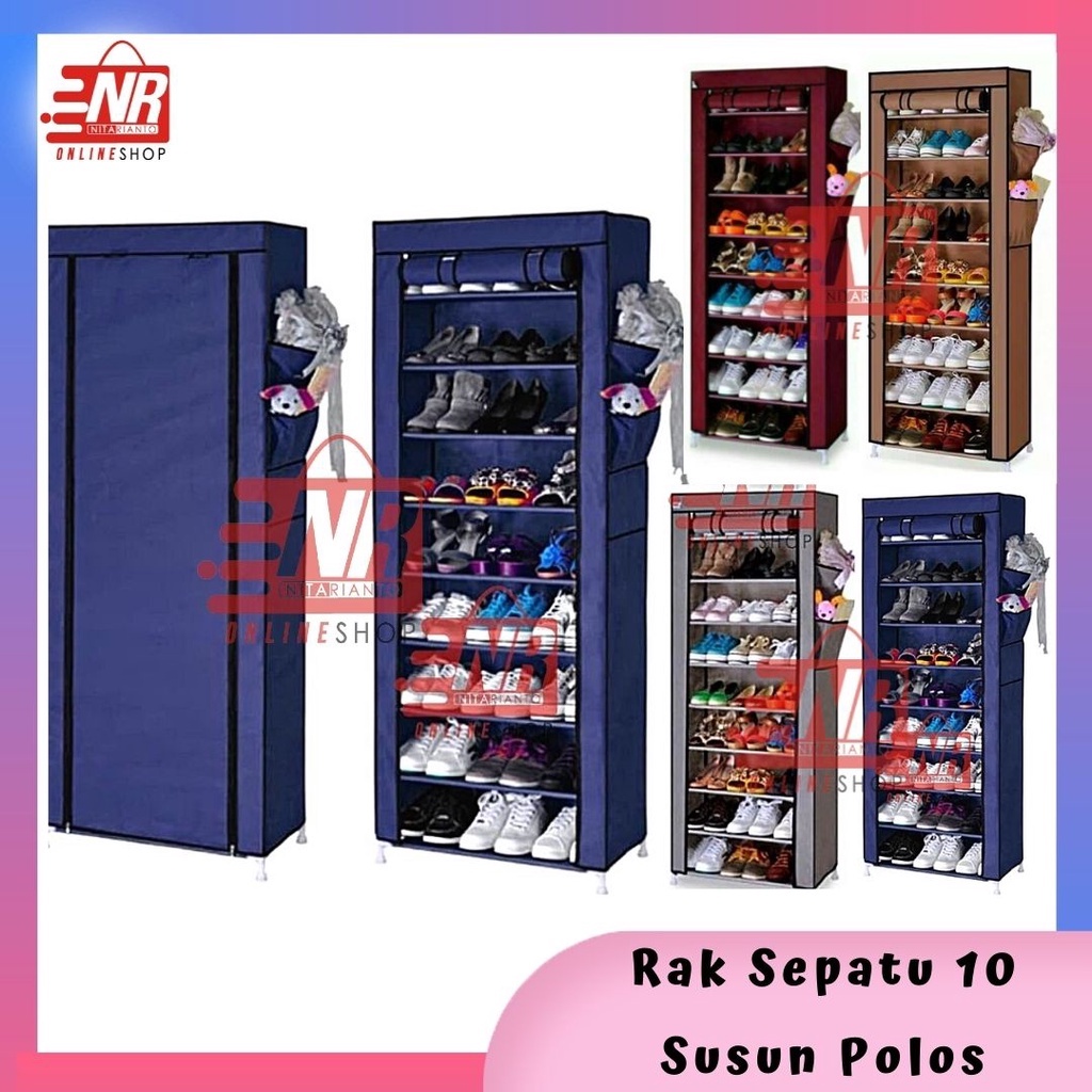 Jual Rak sepatu susun 10 Cover Polos / Rak sepatu 10 susun Polos / Rak ...