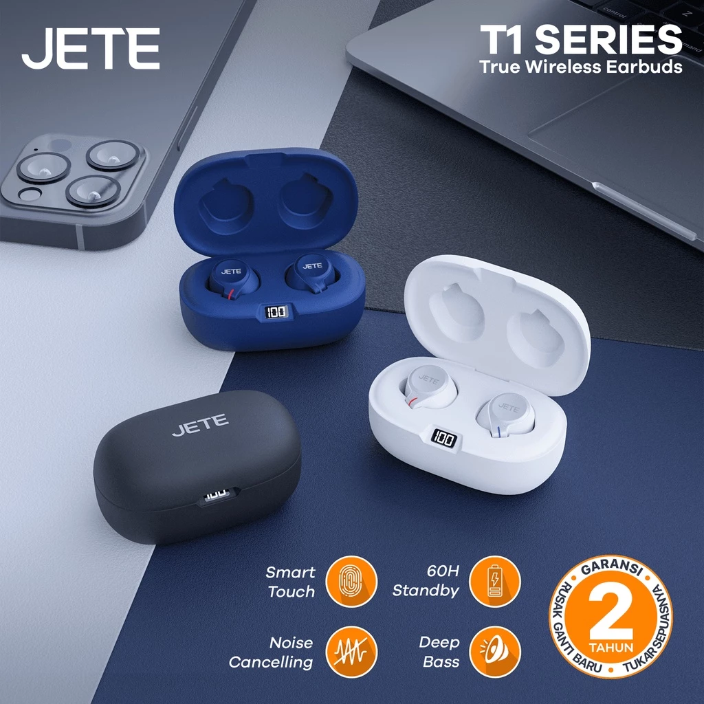 TWS - Headset Bluetooth - Earbuds JETE T1 with LED Display - Garansi 2 Tahun