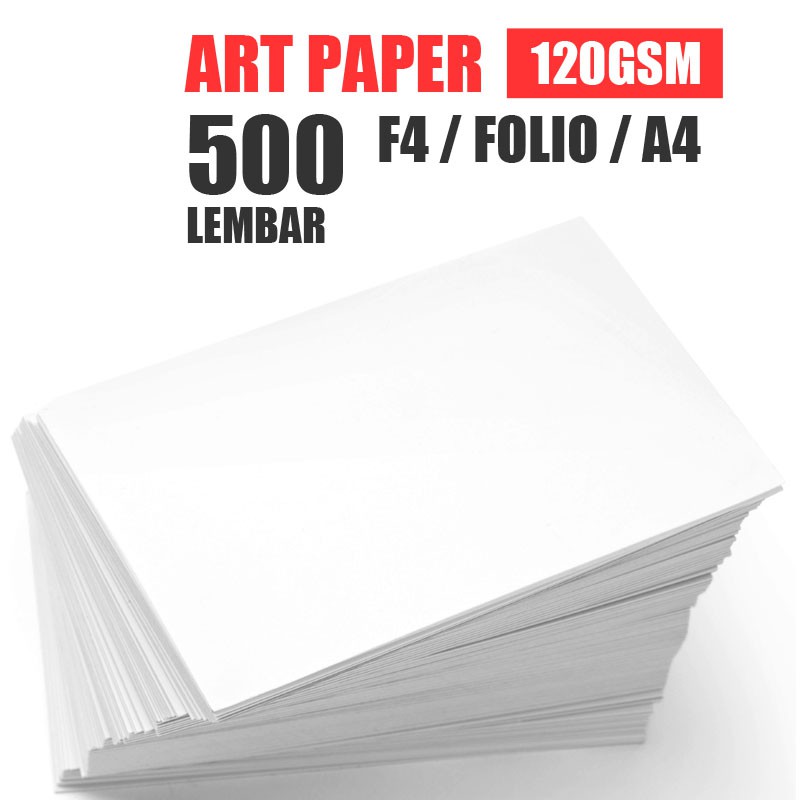 Jual 1 RIM / 500 Lembar Kertas Art Paper 120 Gram / GSM Artpaper Ukuran F4  Folio A4