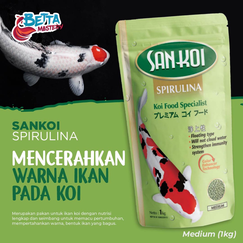Jual SANKOI SPIRULINA 1 KG PAKAN IKAN HIAS KOI MENCERAHKAN WARNA ...