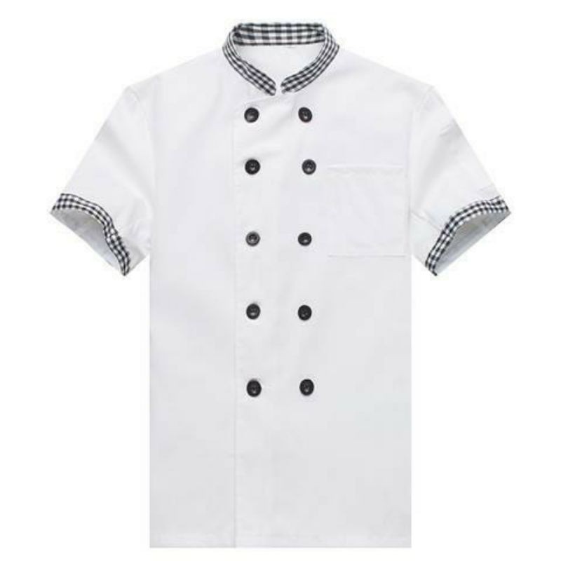 Jual Baju koki chef unisex kombinasi kotak2 ( kode K.kp ) | Shopee ...
