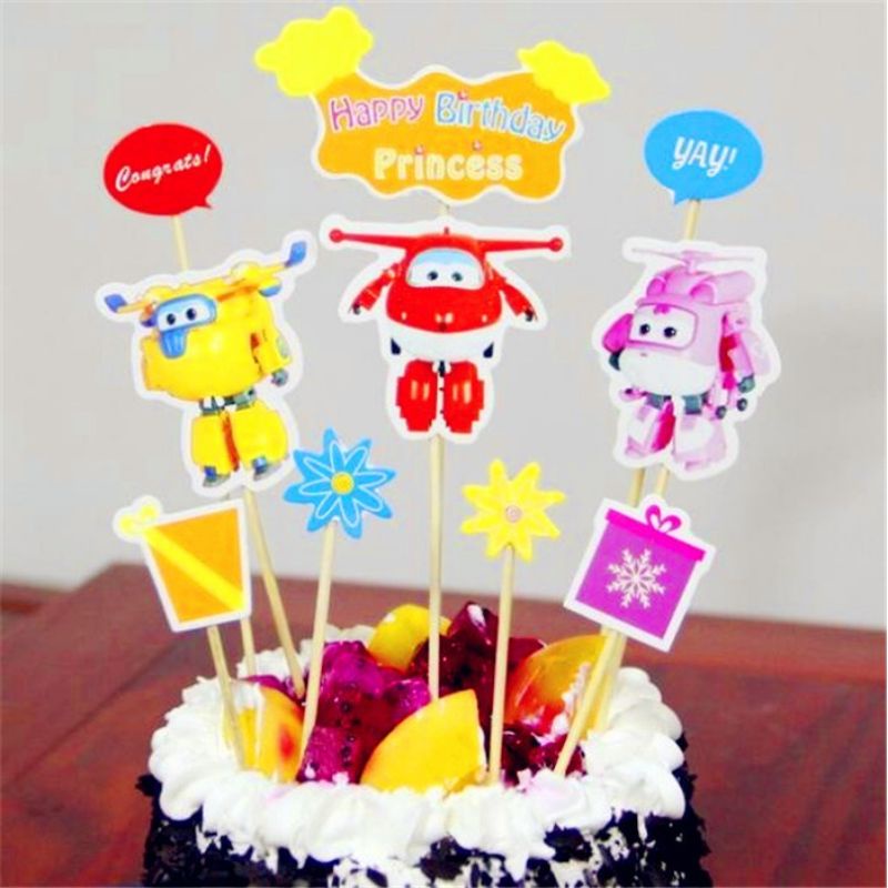 Jual 1set topper dekorasi cake kue tart ulang tahun super wings happy