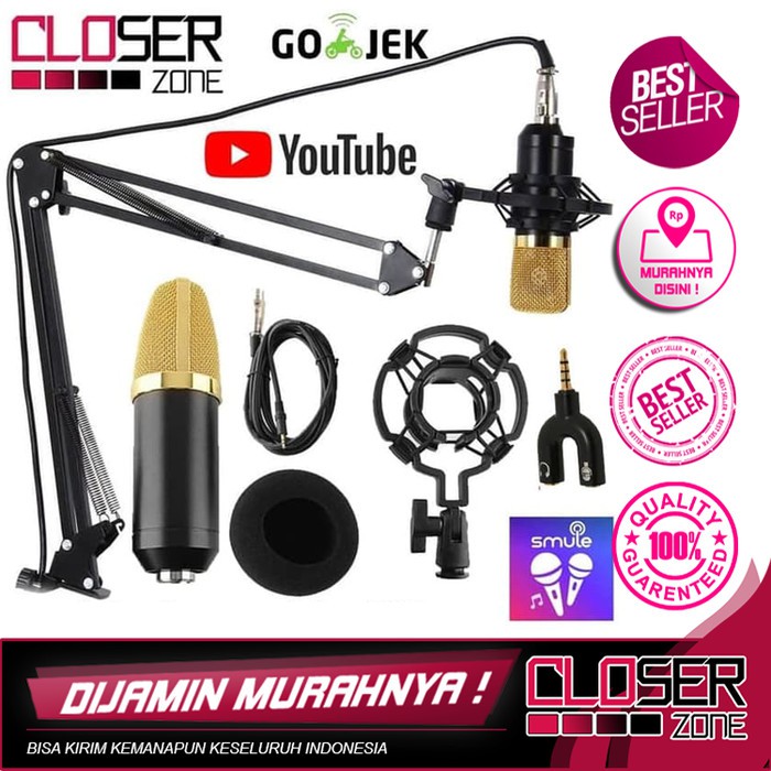 Jual Paket recording smule mic condenser BM700 bm 700 bm700 + spliter