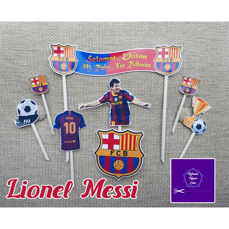 Jual Topper kue ulang tahun tema barcelona barca lionel messi gratis