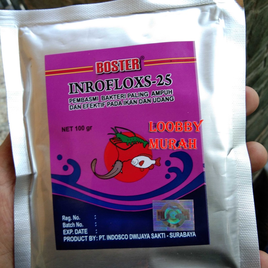 Jual Boster Obat Ikan Inrofloxs 25 Bubuk 100gr Enrofloxacin Antibiotik