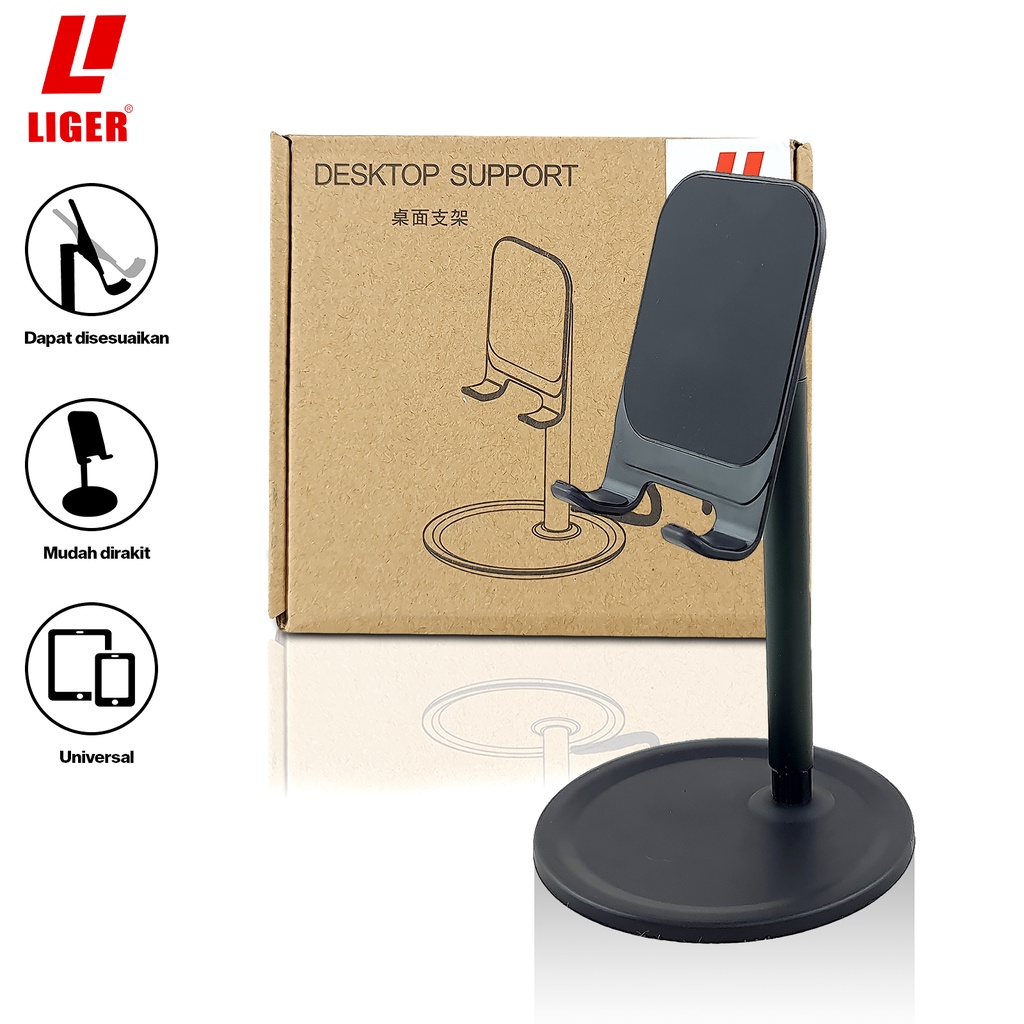 Jual LIGER Adjustable Desktop Mobile Phone Stand Tablet Holder with 360 ...