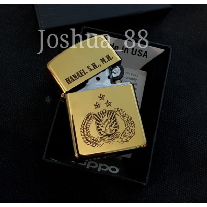 Jual Korek Api Zippo Custom Ukir Logo Tribrata Polisi Bisa Ukir Nama Sendiri Shopee Indonesia