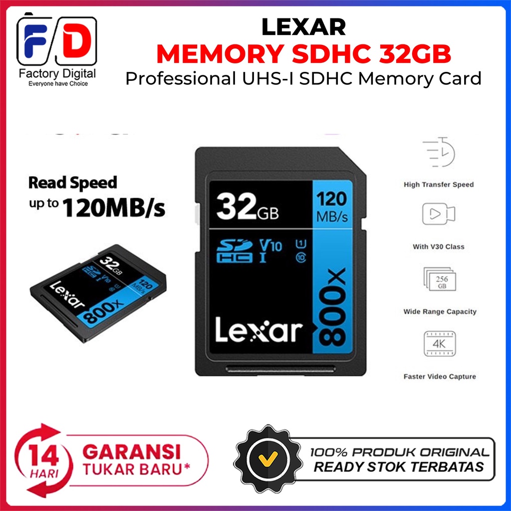 Jual Memory Lexar SDHC 32GB 120MB/S Professional UHS-I SDHC Memory Card ...
