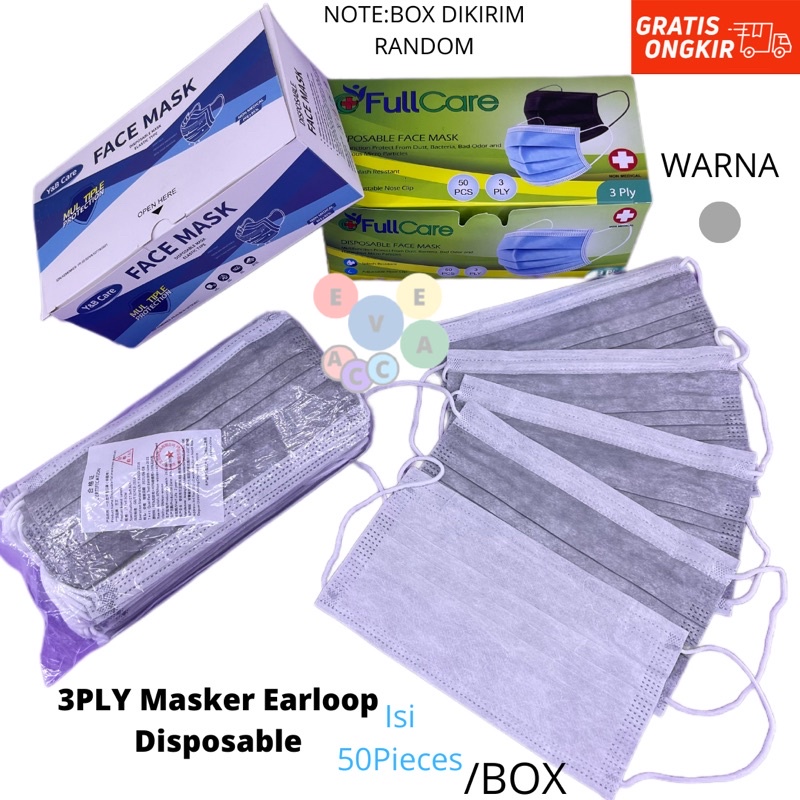Jual Masker 3 ply 50 pcs Earloop termurah + dus masker 3ply 50pcs free ...
