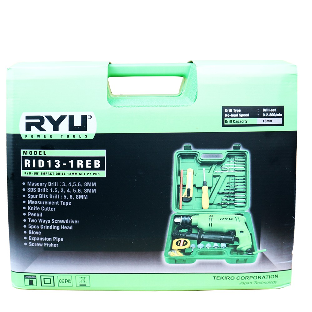 Jual RYU Impact Drill Set 13mm RID13-1REB - Mesin Bor 13mm Komplit Set ...