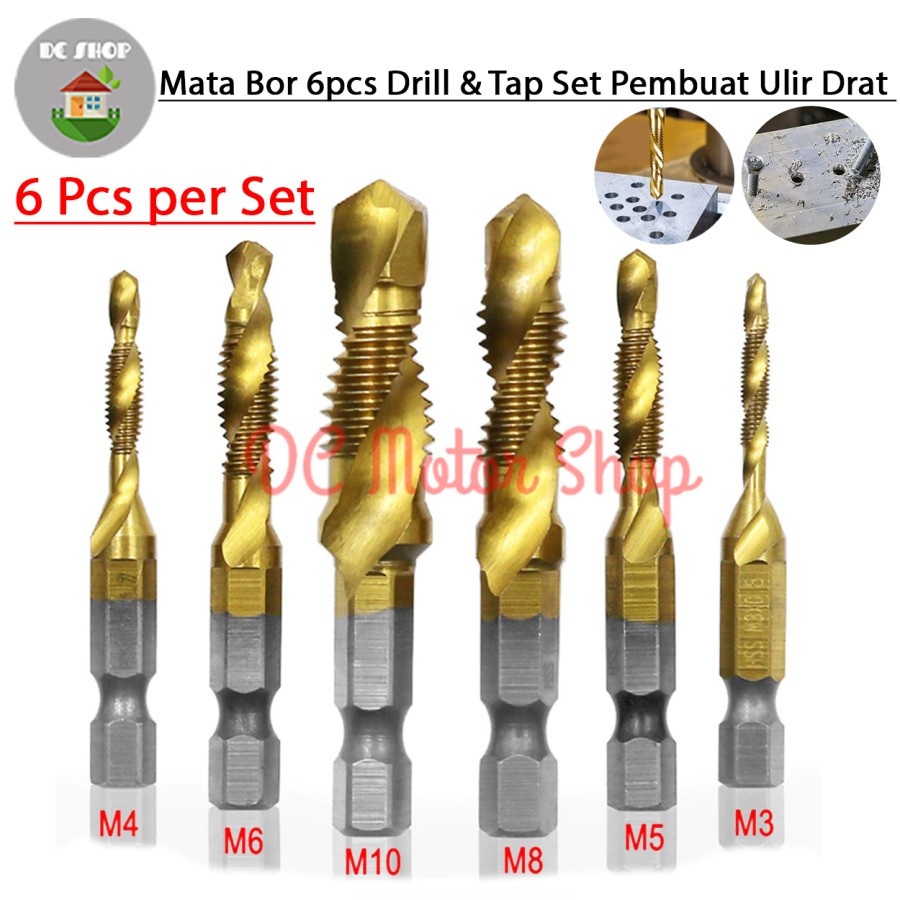 Jual Mata Bor 6PCS Drill and Tap Set Pembuat Ulir Drat Twist Spiral