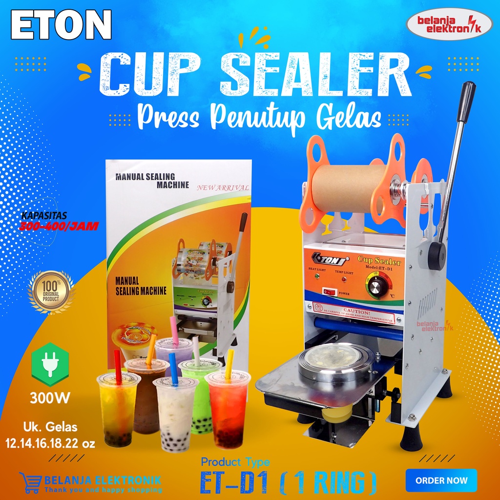 Jual Cup Sealer Manual Alat Press Gelas Plastik Eton Et D1 12 22 Oz Shopee Indonesia 3643