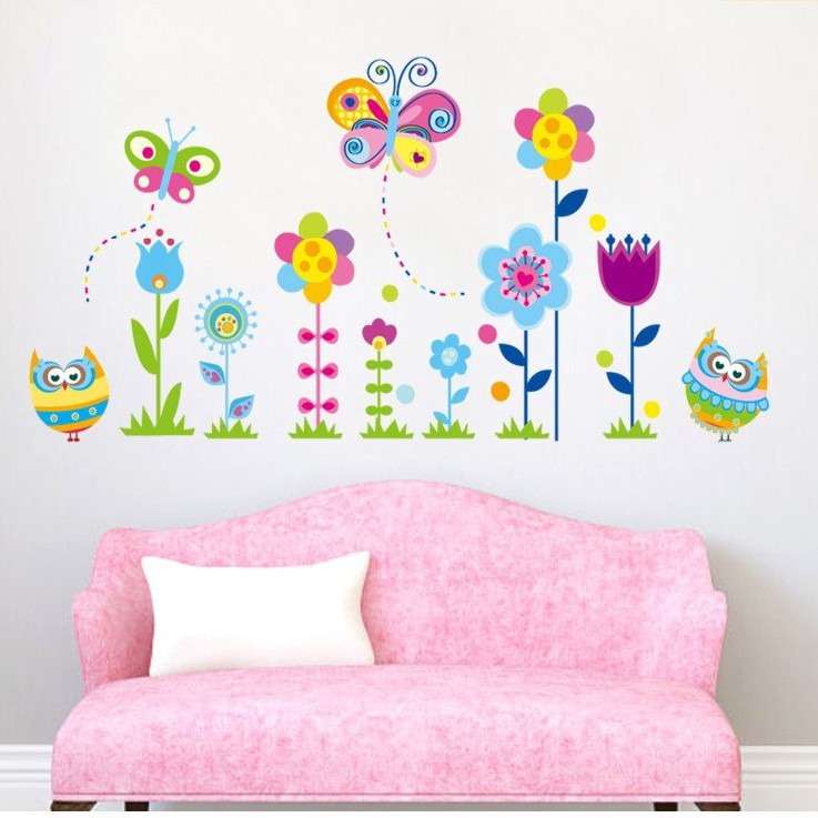 Jual Evanurita Wall Sticker Rumput Bunga Owl Stiker Dinding Wallpaper ...
