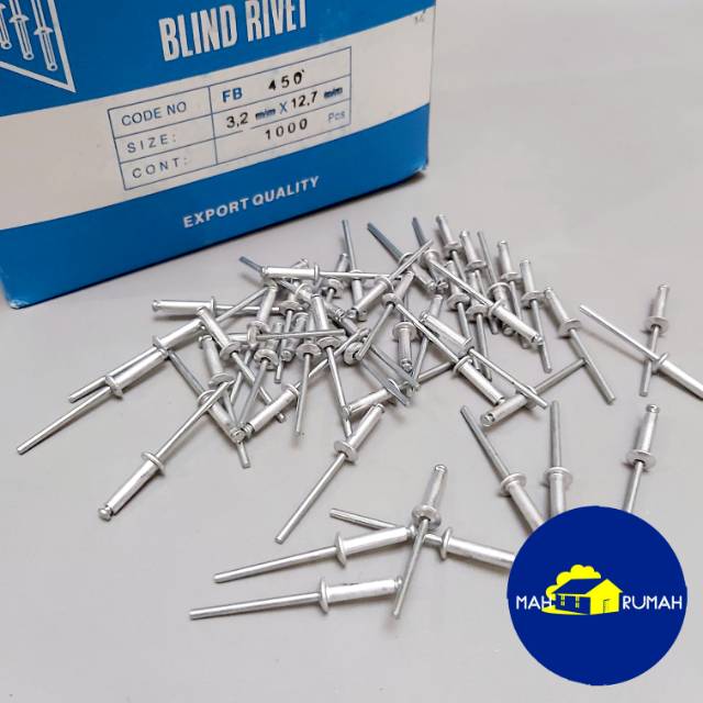 Jual Paku Rivet Rifet Ripet - MASTER BRAND 450 3.2MM X 12.7MM (isi 50 ...