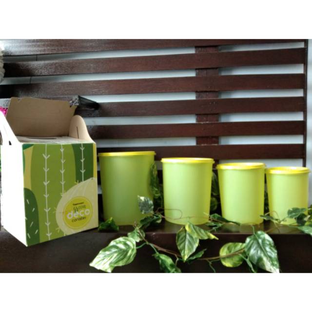 Jual Green Deco Canister Set (original Tupperware) Shopee Indonesia