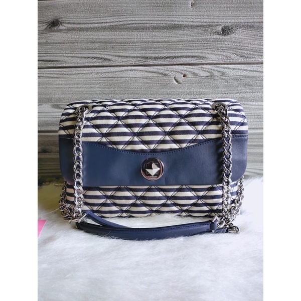 Striped Flap Shoulder Bag