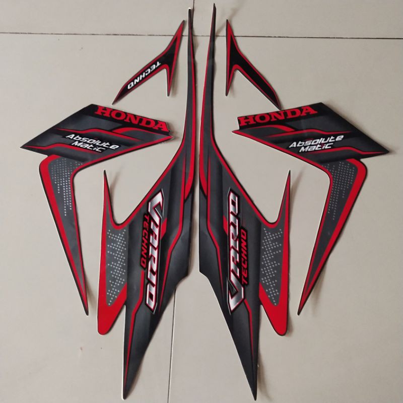 Jual striping honda vario techno 110 karbu 2010 hitam standar stiker