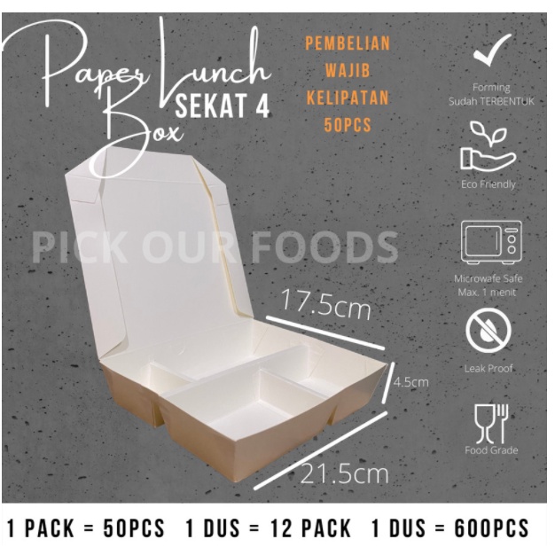 Jual Paper Lunch Box Sekat 4 Lunch Box 4 Sekat Shopee Indonesia 3486