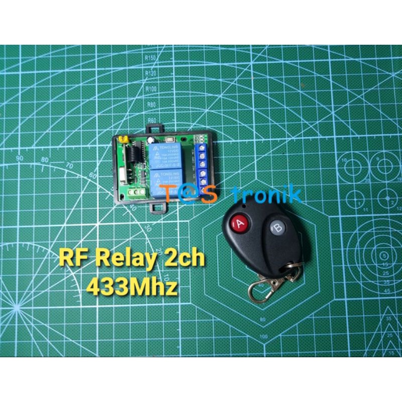 Jual RF Relay Switch Remote Controller 433Mhz Wireless Relay 2ch Remote ...