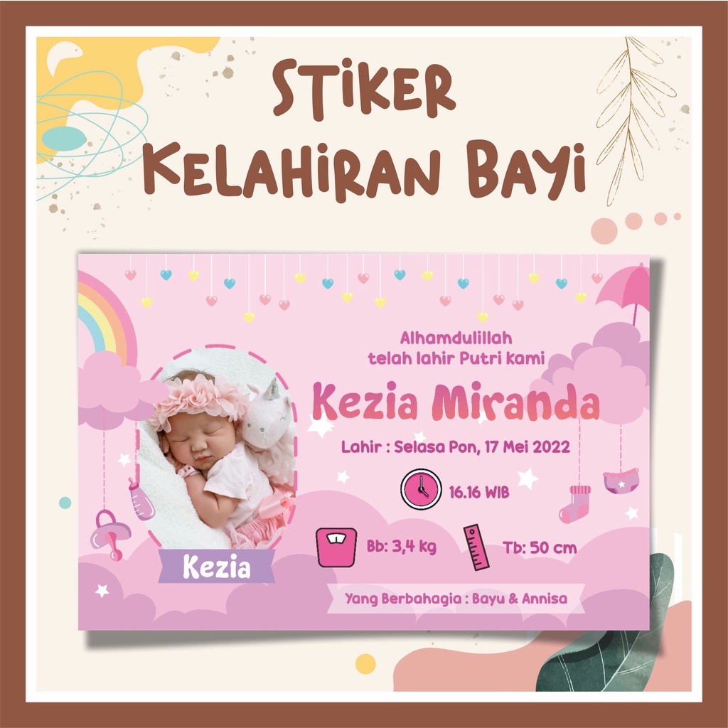 Jual Stiker Kelahiran Bayi Telah Lahir Custom Baby Born Biodata Anak