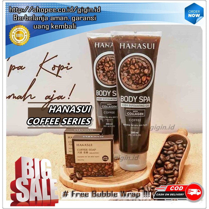 Jual HANASUI Body Spa Exfoliating Gel Coffee With Collagen 300ml ...