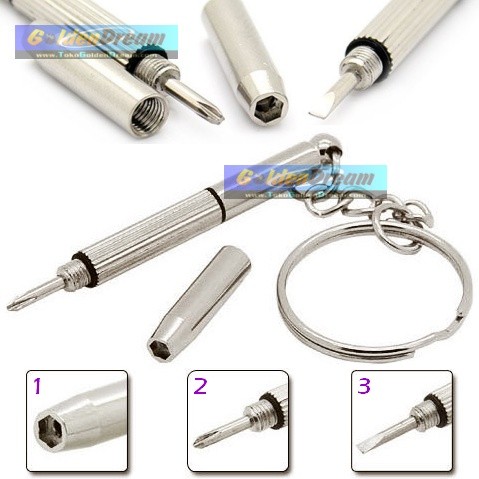 Jual Gantungan Kunci 3in1 Obeng Mini Bunga Screwdriver Stainless Steel ...