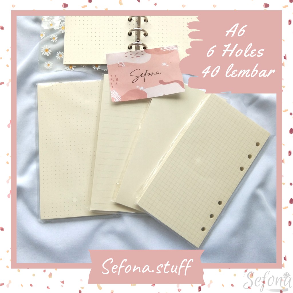 Jual [A6] Isi Kertas File Refill Binder Loose Leaf A6 Bookpaper 6 Holes ...