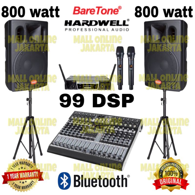 Jual Paket speaker aktif baretone 15 inch 800 watt mixer 12 channel