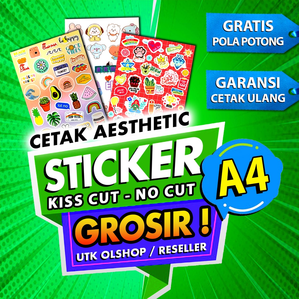 Jual CETAK STICKER A4 : Kiss Cut Atau Tanpa Cutting, Bentuk Pola Bebas ...