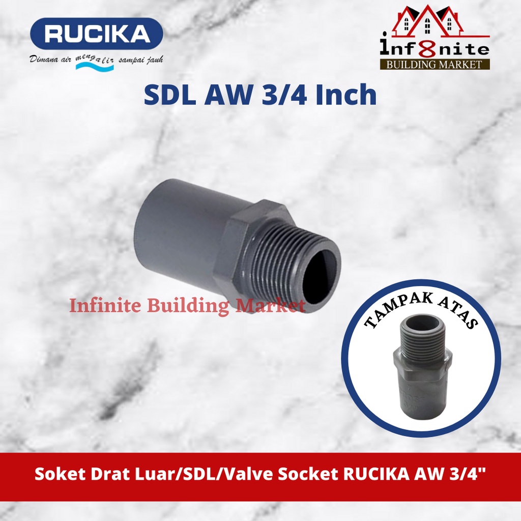 Jual Soket Drat Luar Sdl Rucika Aw Valve Socket Pvc Sokdrat Lurus