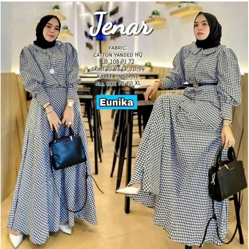 Jual Setelan Baju Wanita Terbaru Jenar Set 2in1 Bahan Katun Kotak ...