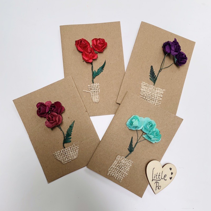 Jual ROSE Flower Card Kartu Ucapan Bunga Kering Rustic Dried Flower ...