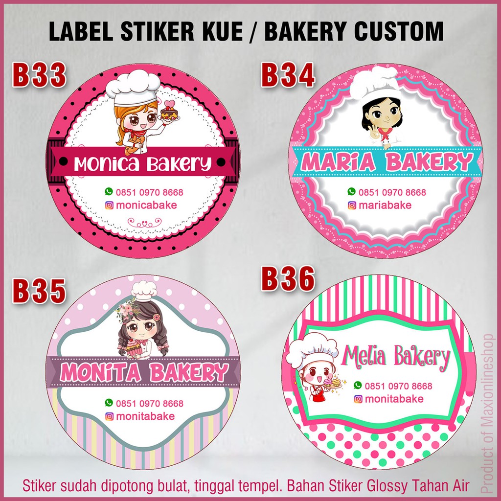 Jual Cetak Stiker Kue Custom Murah Label Toko Produk Makanan Minuman Sticker Olshop 100 Pcs 6201