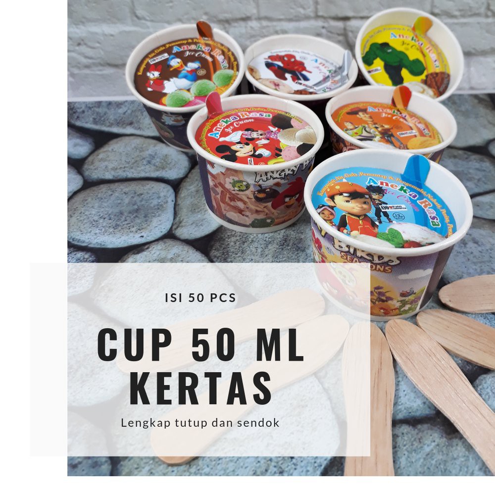 Jual Paper Cup Ice Cream -Es Krim -Tutup - Sendok | Shopee Indonesia