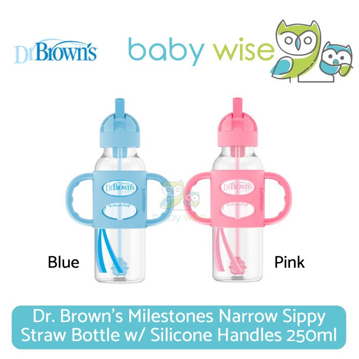 Dr. Brown's Milestones Narrow Sippy Straw Bottle With 100% Silicone Handles, 8oz - View #7