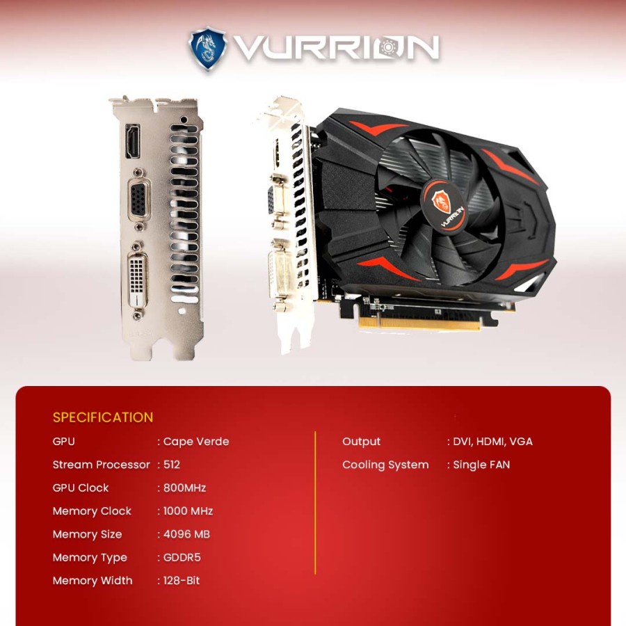 Diyeeni Para R7350 4GB GDDR5 128bit Tarjeta Gráfica De Escritorio Pciexpress 2 0 X16 Interfaz Dvi Vga Hdmi Reloj Gpu De 800 Mhz Ventilador De 9
