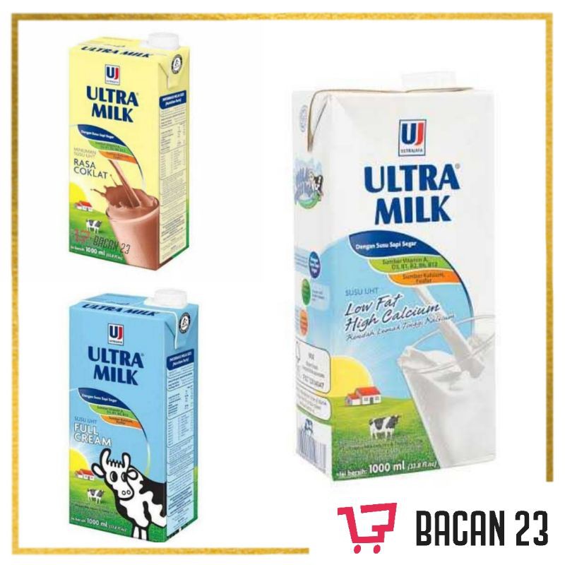 Jual Ultra Milk (1Lt) (Full Cream Coklat Low Fat) / Susu Ultra