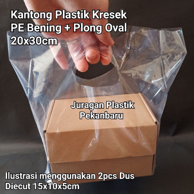 Jual ( 20x30 Cm ) Kantong Plastik Kresek PE Bening + Plong Oval / Asoy ...