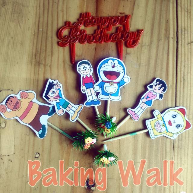 Jual Topper cake Doraemon sepaket rumput dan HBD | Shopee Indonesia
