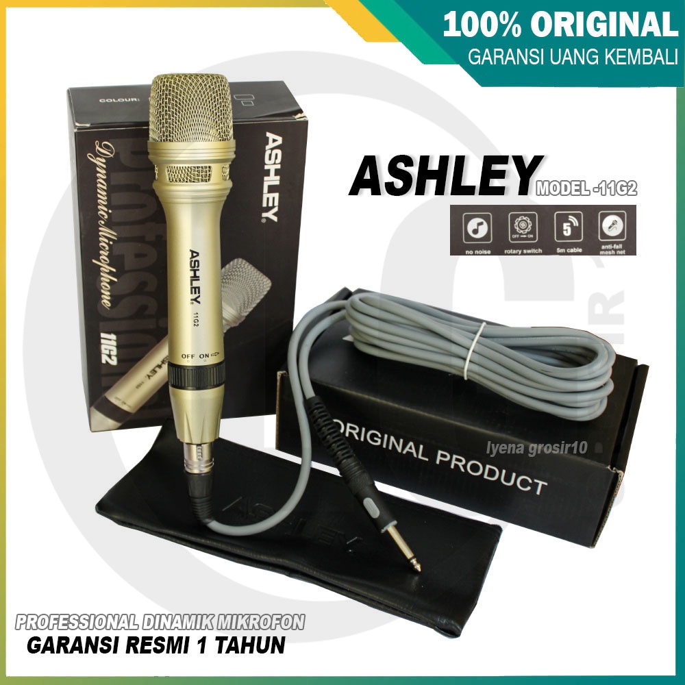 Jual Mic Kabel ASHLEY 11G2 Professional Dinamik Microphone Vocal Suara