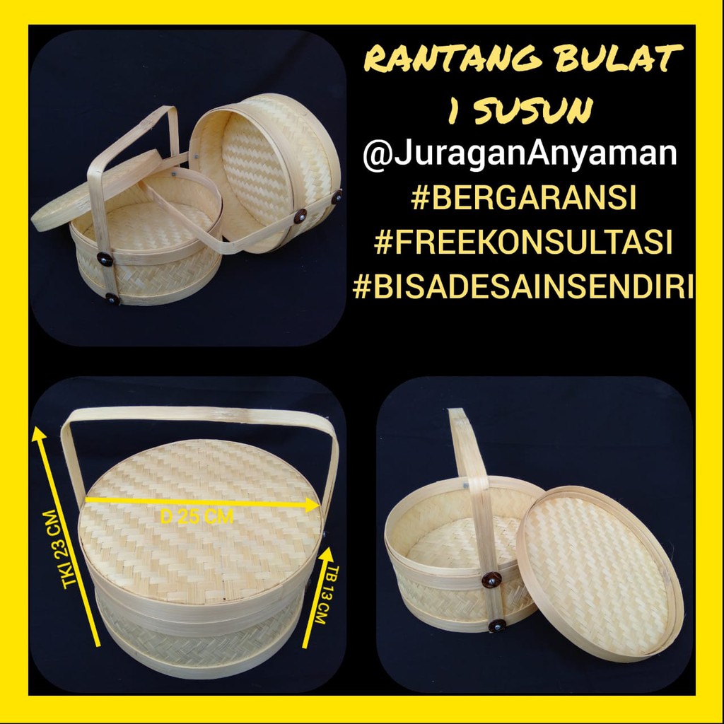 Jual Rantang Bambu Bulat 1 Susun / Rantang Rembulan / Rantang Hamper ...