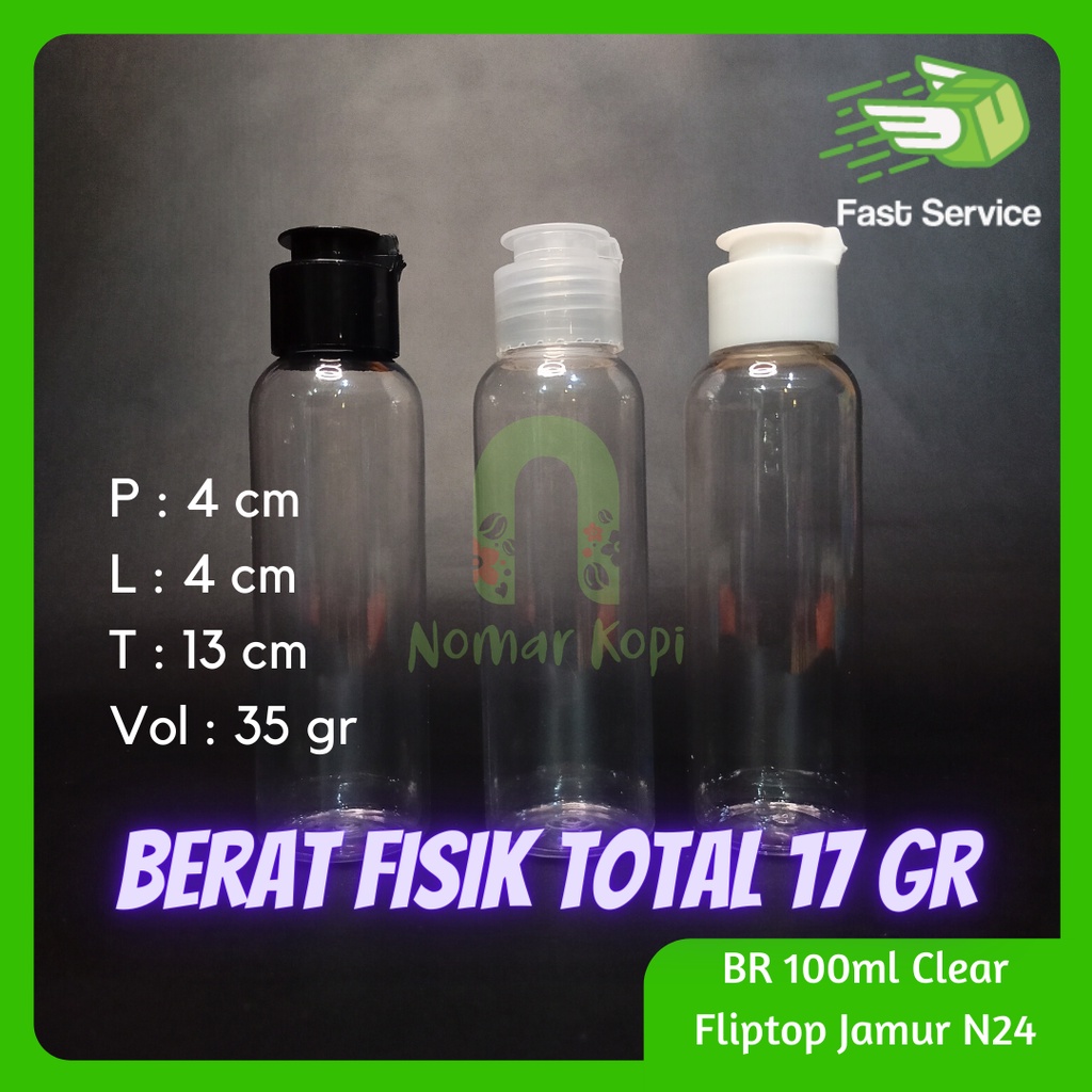 Jual BOTOL CLEAR 100ML BR FLIPTOP JAMUR PET TEBAL LOTION KOSMETIK OIL ...