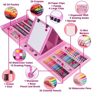 1box (68pcs) Pink Set Of Drawing Tools For Kids, Including Coloring,  Crayons, Watercolor Pens, Perfect As Gift