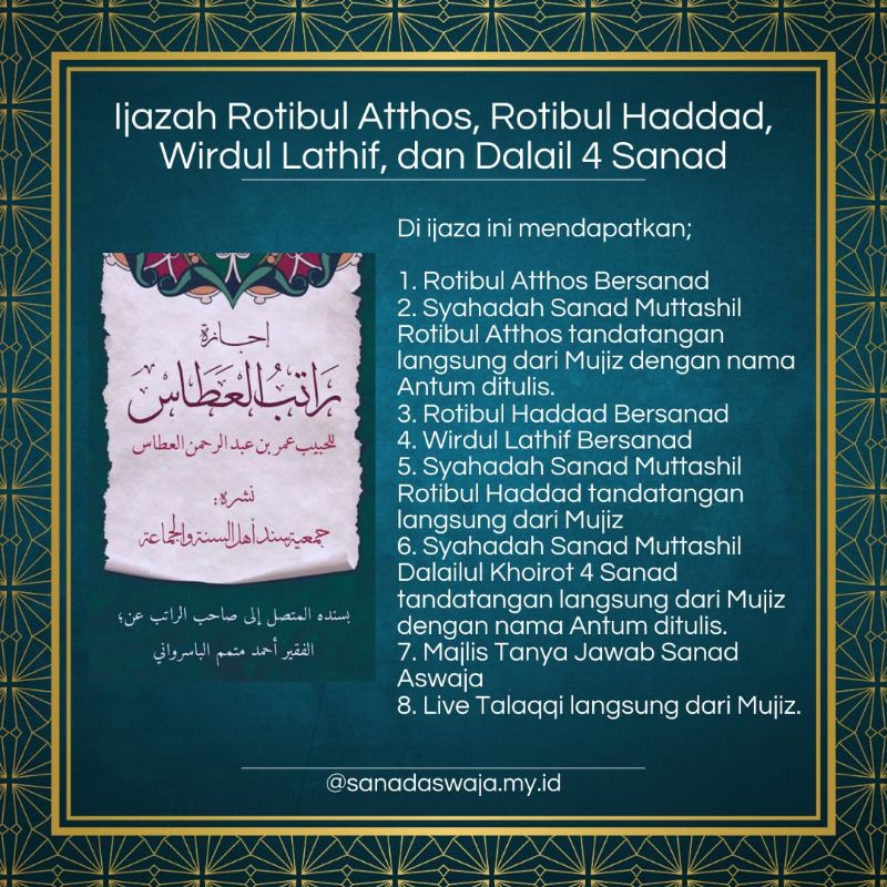 Jual Ijazah Rotibul Atthos Rotibul Hadad Wirdul Latif Dalailul