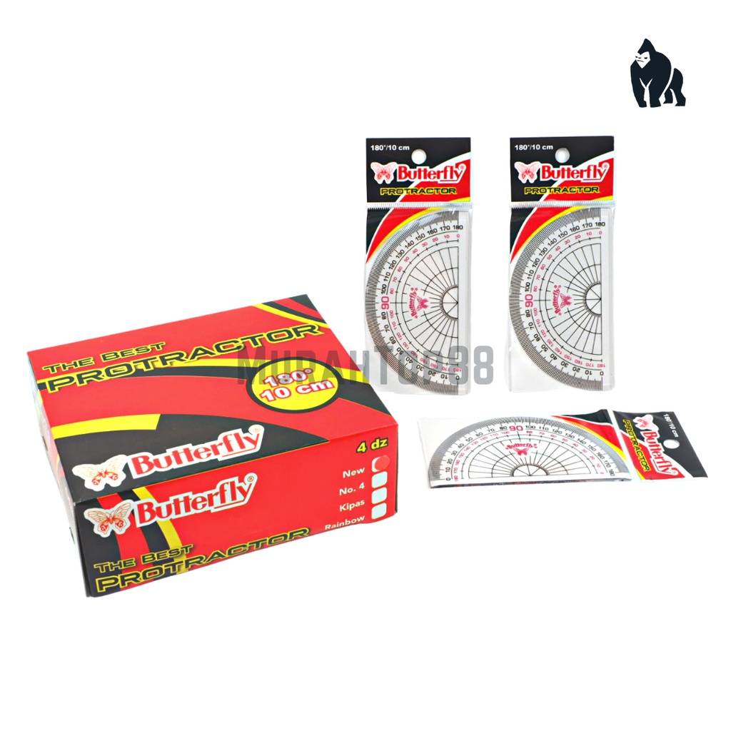 Jual Penggaris Busur Derajat Butterfly 180/10 cm Protractor No.4 [PER ...