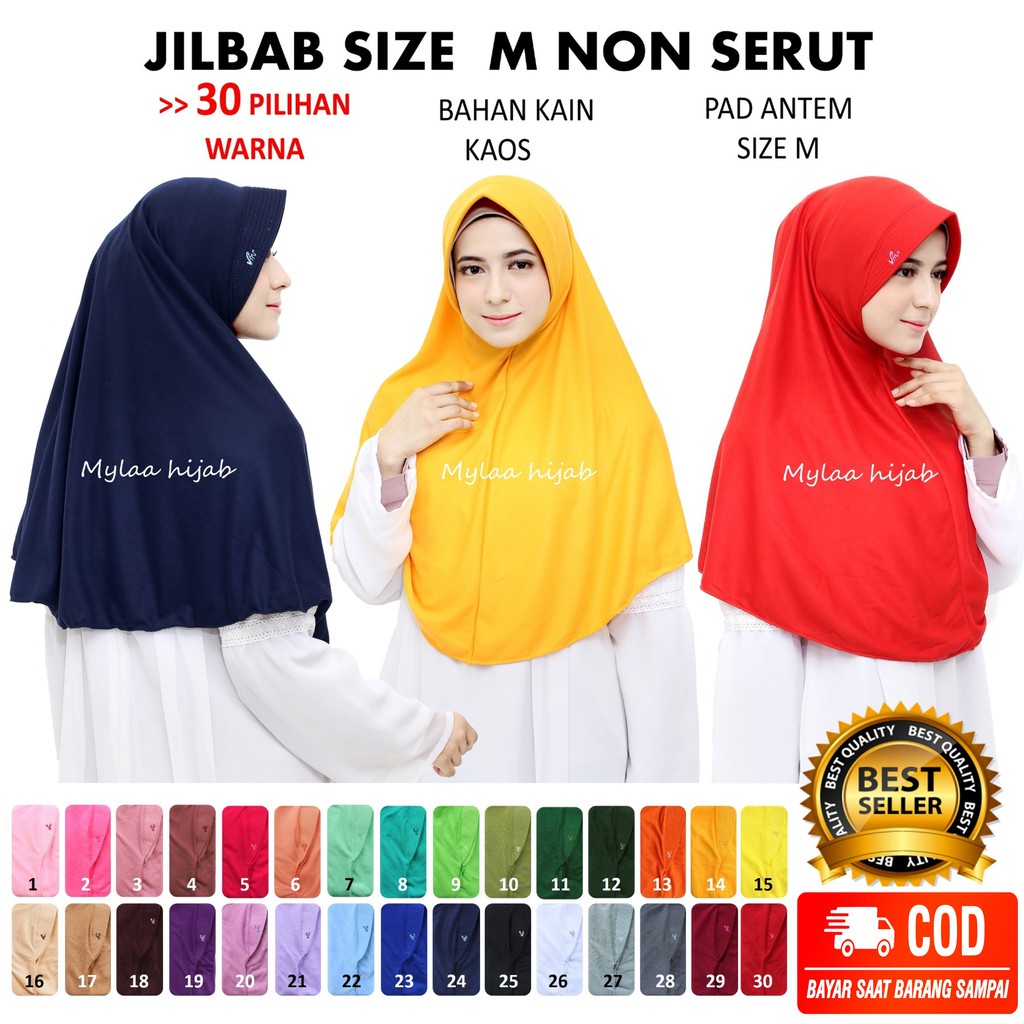 Jilbab Hijab Bergo Kerudung instan Size M non serut atau anak Sekolah bahan kaos seperti rabbani