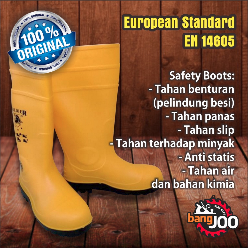 Jual SOLDIER sepatu safety PVC boots standar Eropa / sepatu boot safety