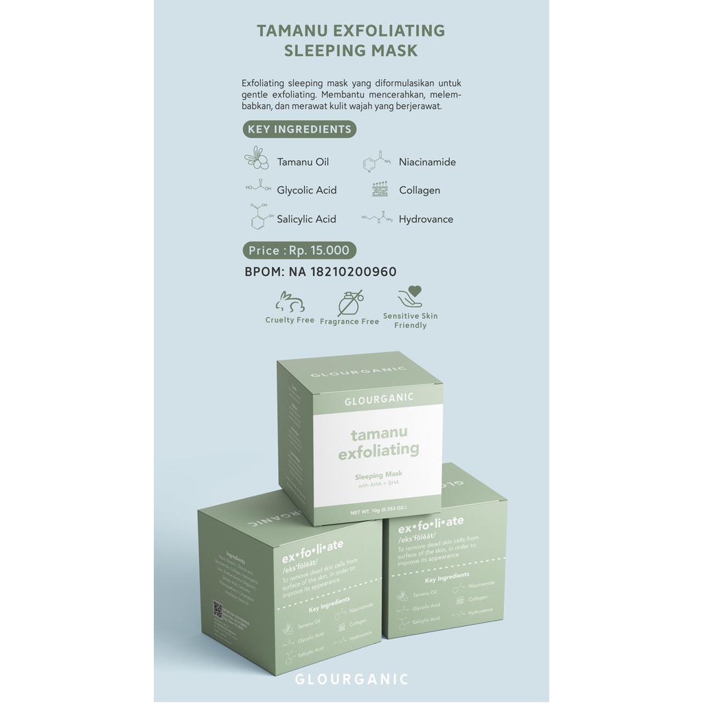 Jual SLEEPING MASK GLOURGANIC TAMANU EXFOLIATING WATERMELON HYDRATING