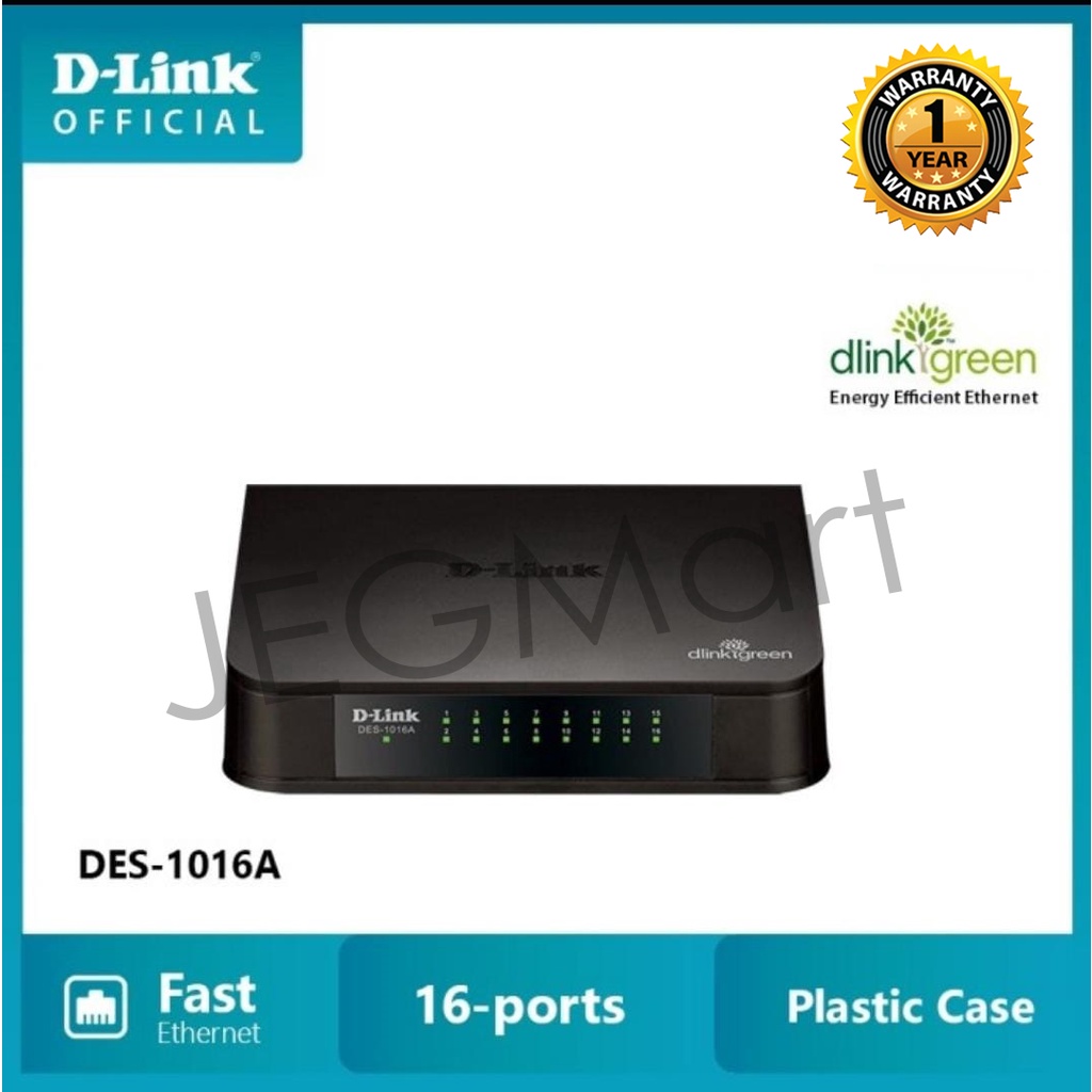 Jual D-LINK DES-1016A 16 port 10/100 Mbps Unmanaged Switch Plastik ...