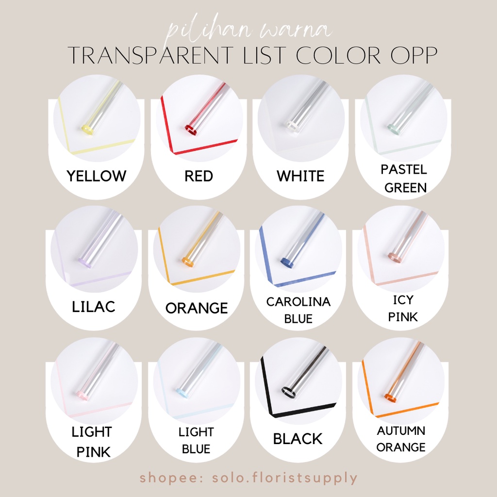Jual TRANSPARENT LIST COLOR OPP FLOWER WRAPPING PEMBUNGKUS BUKET OPP ...